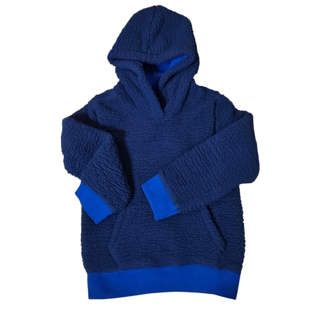 Lands' End Hoodie Kids XS 4-5 Deep Sea Navy Sherpa Fleece Blue New BIN O - Picture 1 of 14